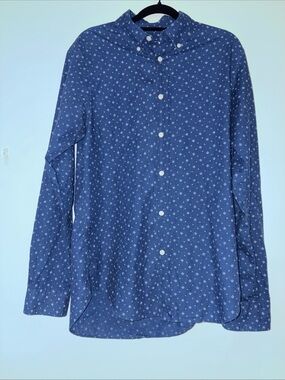 Men's Button-Down Shirt in Navy with  white Print